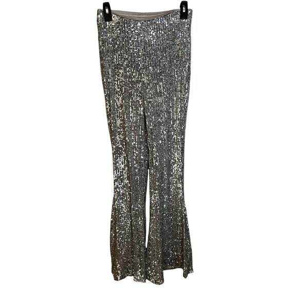 Show Me Your Mumu Mercury Bells in Platinum Sequins Medium Womens Pants Trousers - Picture 5 of 13